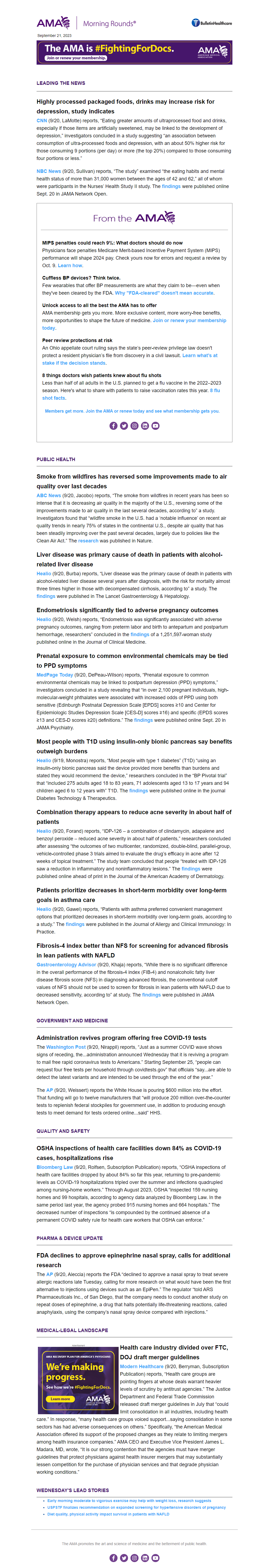AMA Morning Rounds® newsletter sample