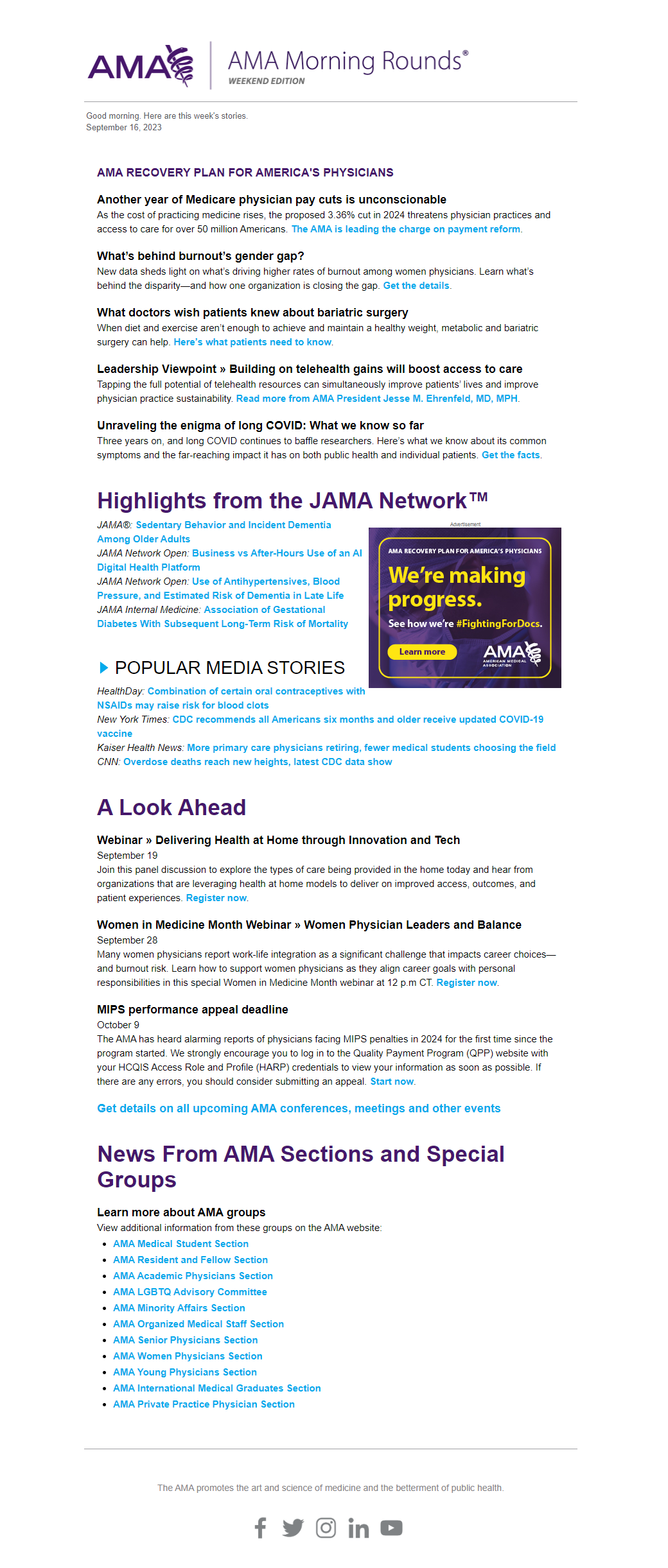 AMA Morning Rounds® Weekend Edition newsletter sample