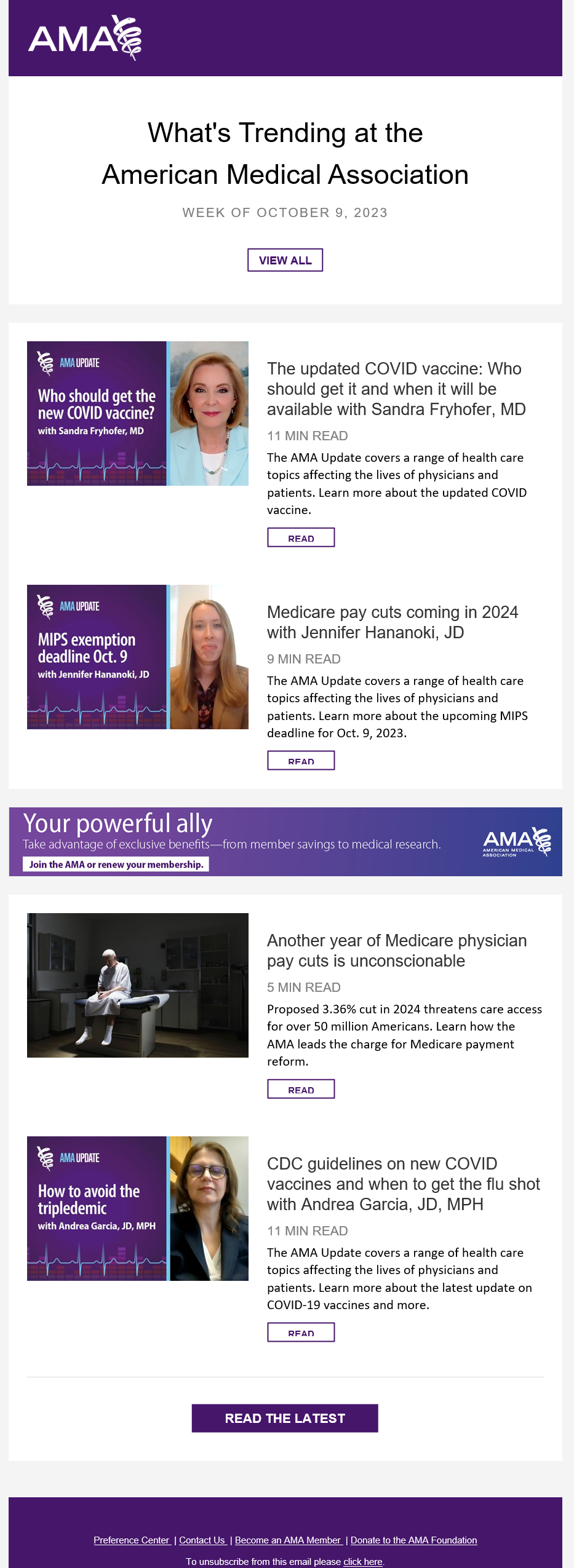 What's Trending at the AMA newsletter sample?