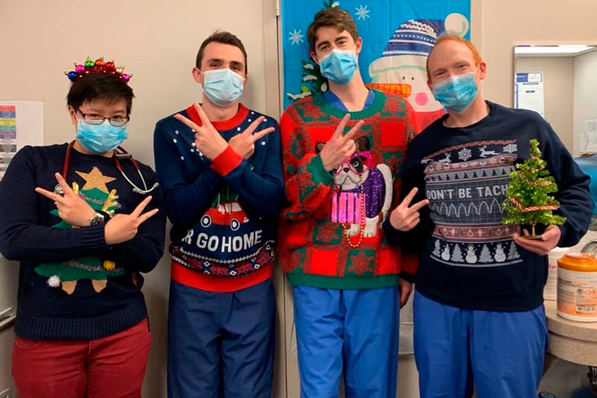 David Savage, MD, and his co-residents in the hospital on Christmas Day 2020