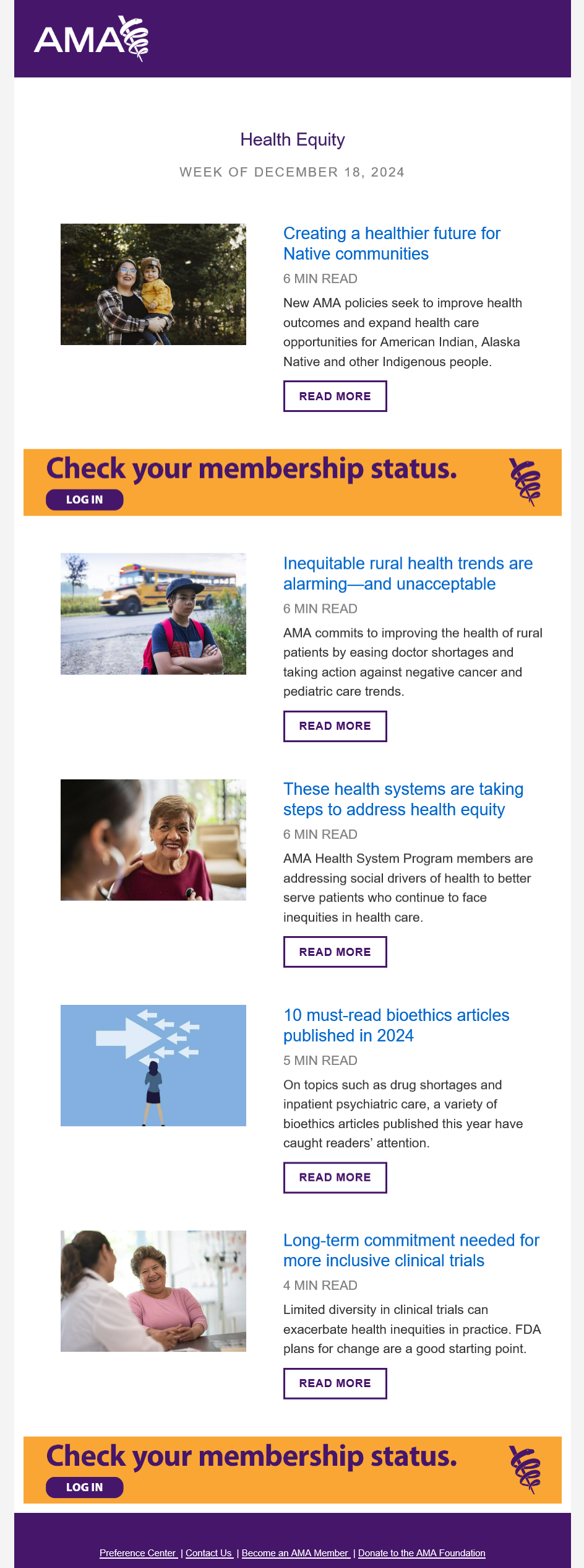 Health Equity newsletter sample