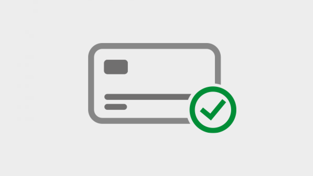 Icon of credit card with checkbox