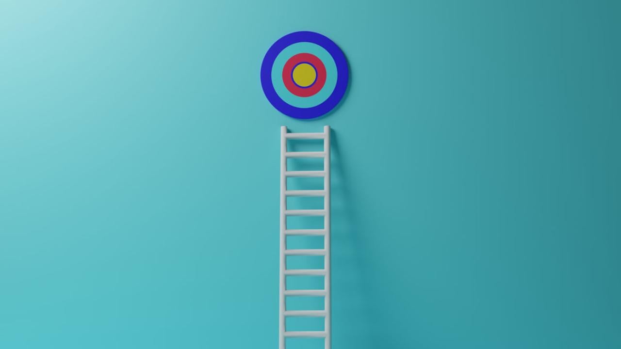 Step ladder leading up to a target