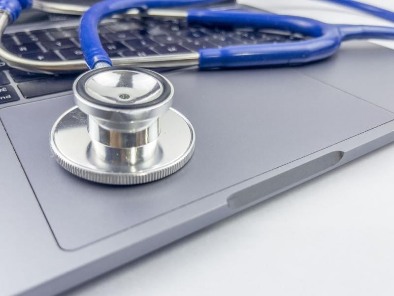 Stethoscope on laptop keyboard