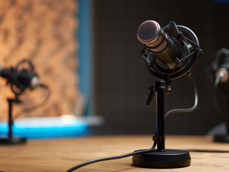 Microphone in a recording studio