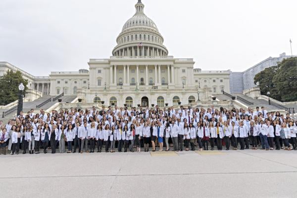 Med students outside Capirol during the 2019 Medical Student Advocacy & Region Conference (MARC).