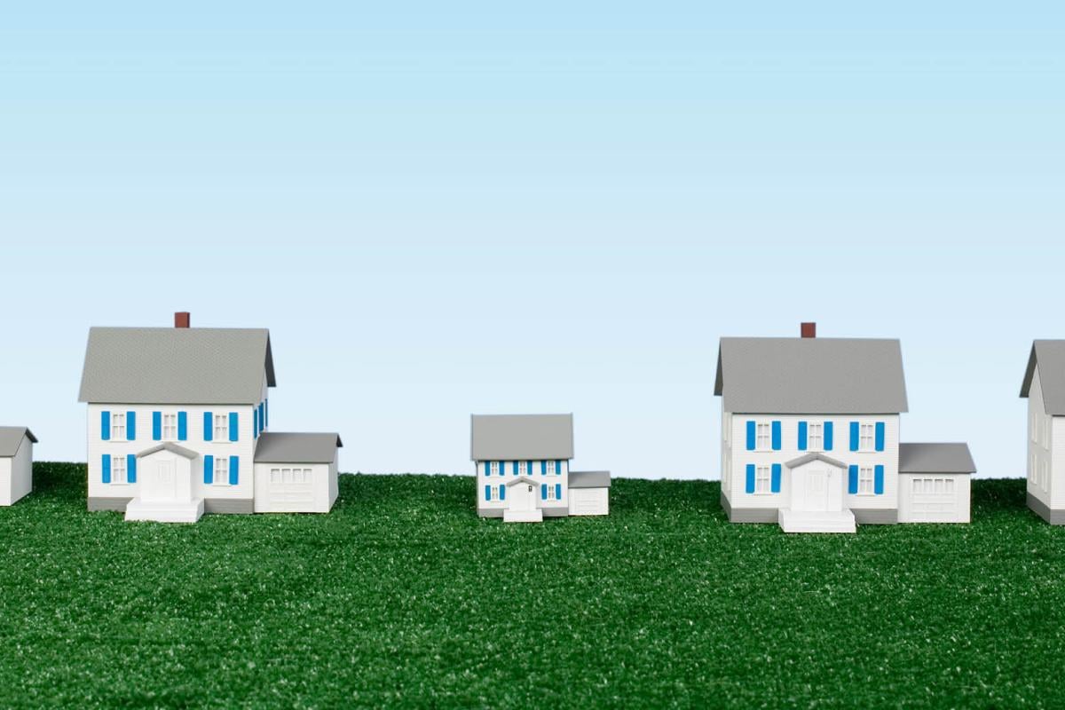 Model of houses on grass