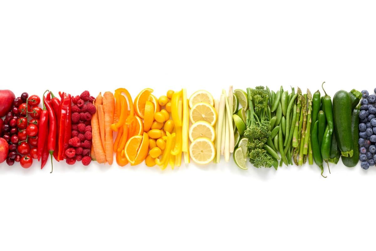 Healthy foods sorted by color