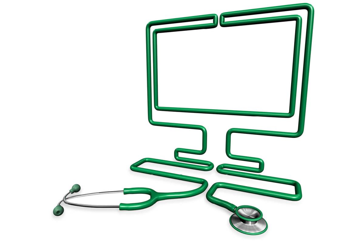 Outline of a computer formed by stethoscope