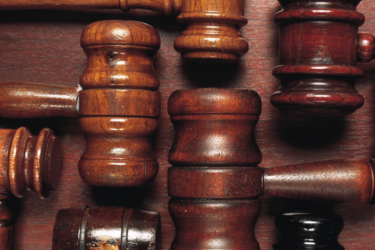 Close up of several court gavels