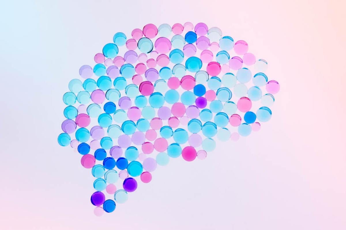 Multi-colored balls in shape of brain