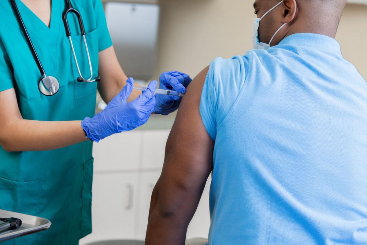 Person receiving vaccine