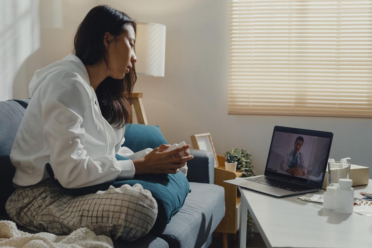 Patient in a telehealth appointment