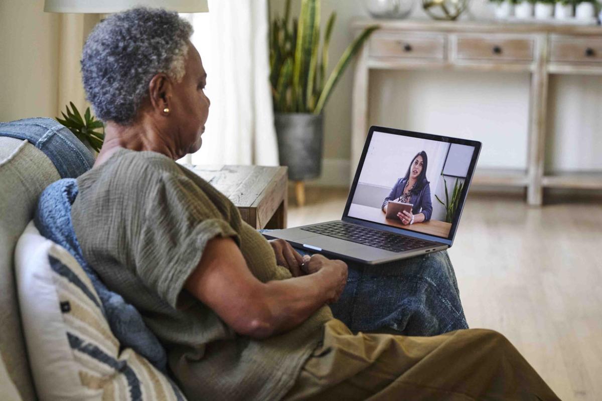 Senior patient in a telehealth appointment