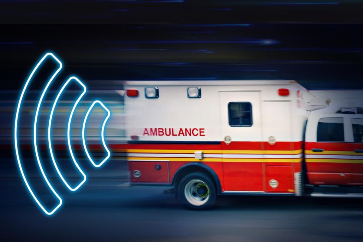 Telemedicine signal coming from back of ambulance.