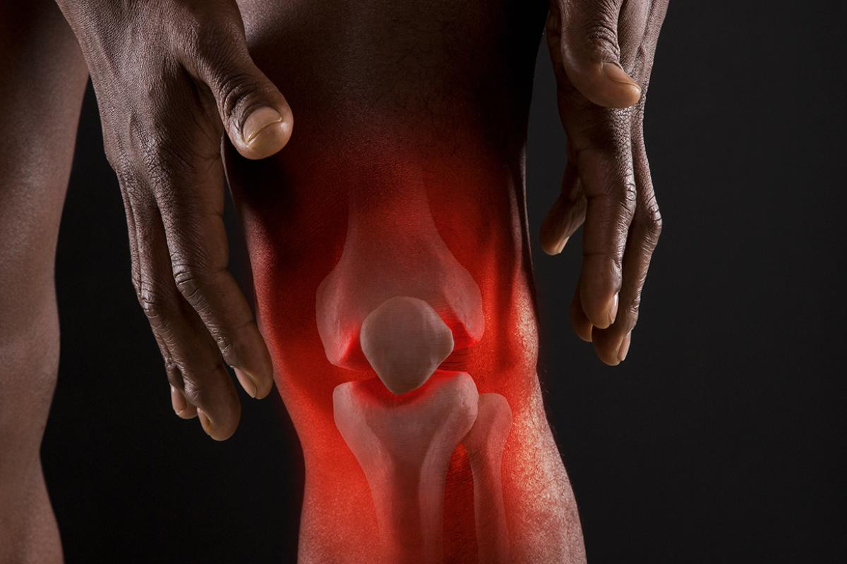 Close-up of 3D knee injury.