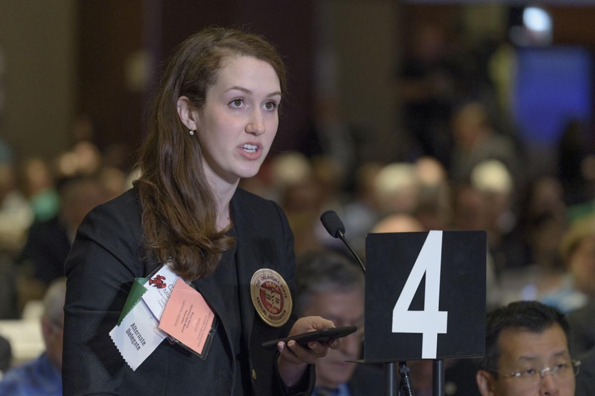 Alternate Delegate makes a comment at HOD meeting. 