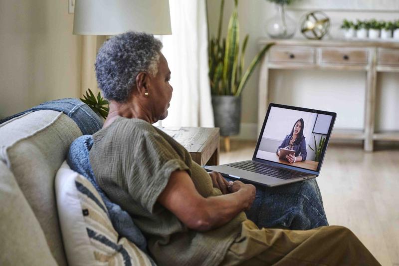 Patient in a telehealth appointment