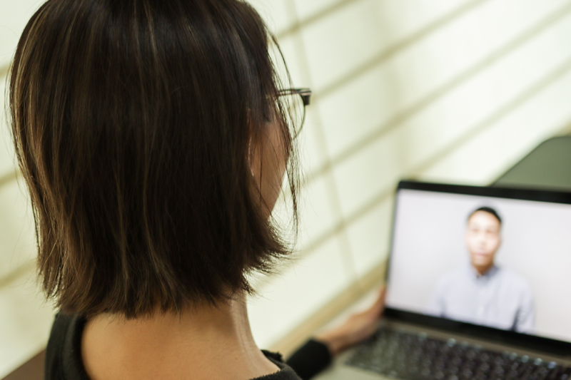 Person in a virtual meeting